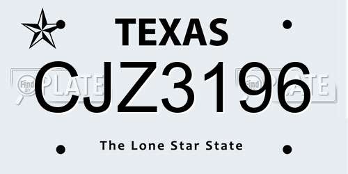 CJZ3196 Texas License Plate