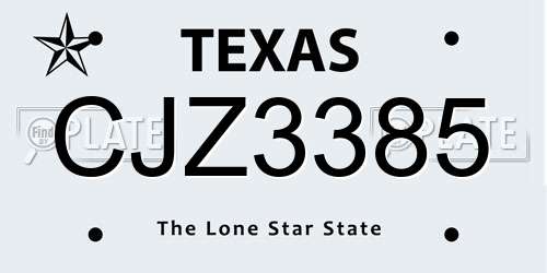 CJZ3385 Texas License Plate