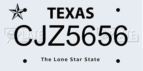CJZ5656 Texas License Plate