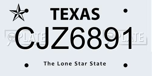 CJZ6891 Texas License Plate