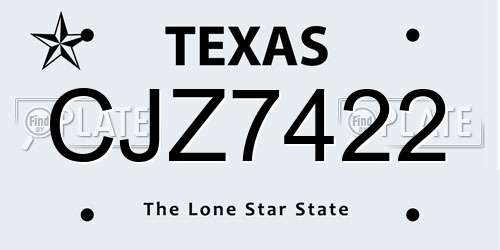 CJZ7422 Texas License Plate