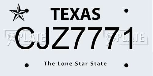 CJZ7771 Texas License Plate
