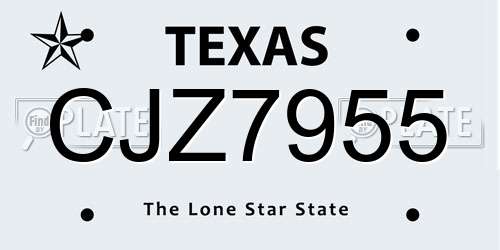 CJZ7955 Texas License Plate