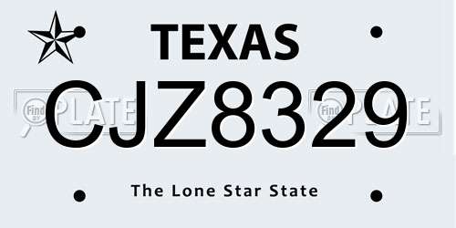 CJZ8329 Texas License Plate