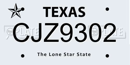 CJZ9302 Texas License Plate