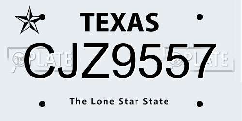 CJZ9557 Texas License Plate