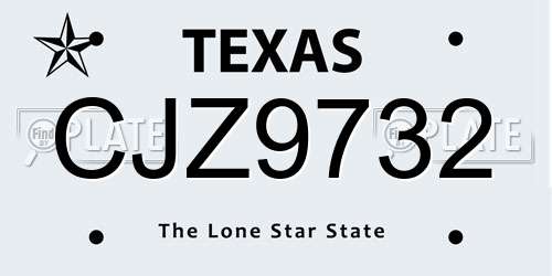 CJZ9732 Texas License Plate