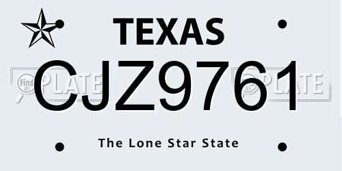CJZ9761 Texas License Plate
