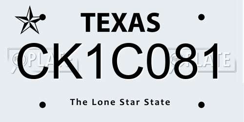 CK1C081 Texas License Plate