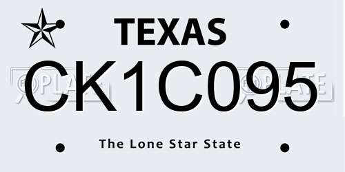 CK1C095 Texas License Plate