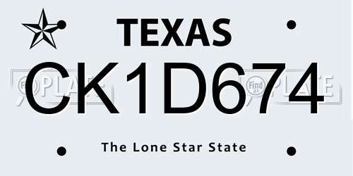CK1D674 Texas License Plate