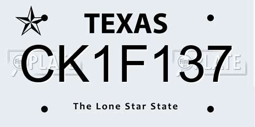 CK1F137 Texas License Plate