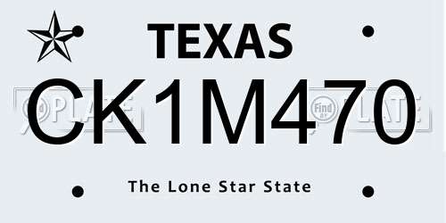 CK1M470 Texas License Plate
