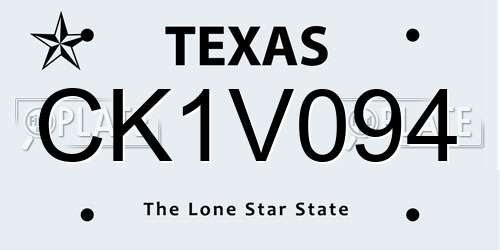 CK1V094 Texas License Plate