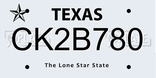 CK2B780 Texas License Plate
