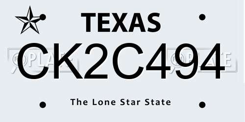 CK2C494 Texas License Plate