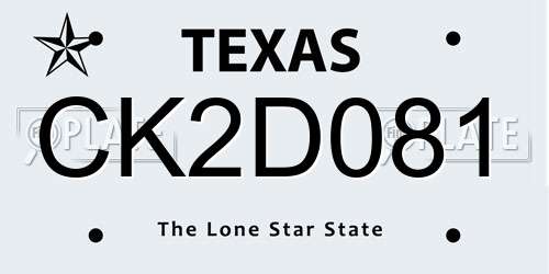 CK2D081 Texas License Plate