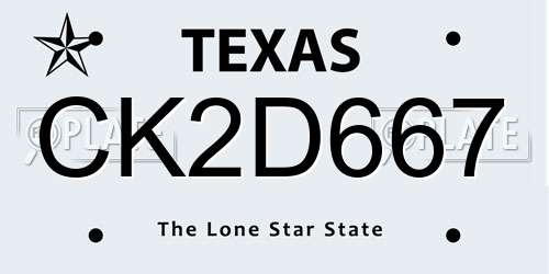 CK2D667 Texas License Plate