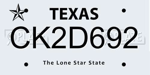 CK2D692 Texas License Plate