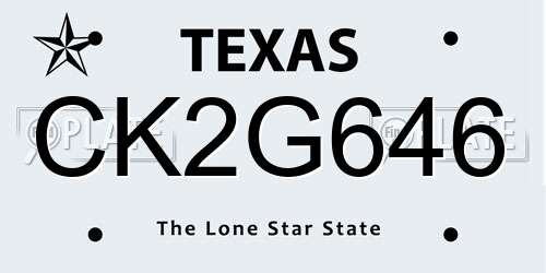 CK2G646 Texas License Plate