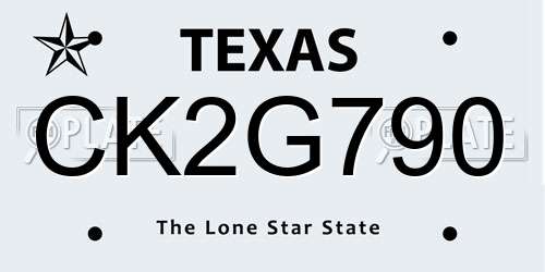 CK2G790 Texas License Plate