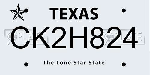 CK2H824 Texas License Plate