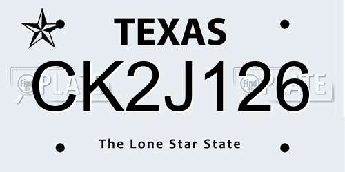 CK2J126 Texas License Plate