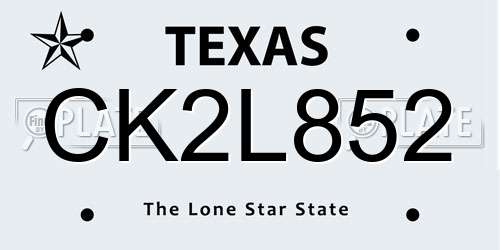 CK2L852 Texas License Plate