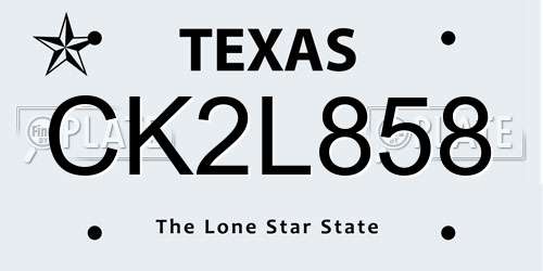 CK2L858 Texas License Plate