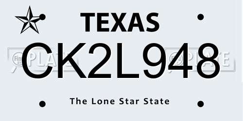 CK2L948 Texas License Plate