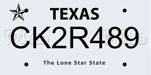 CK2R489 Texas License Plate