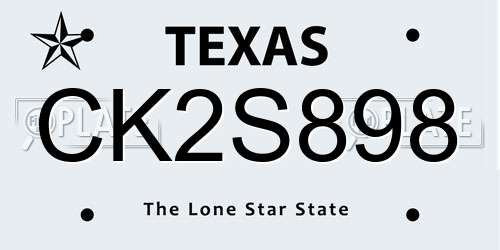 CK2S898 Texas License Plate