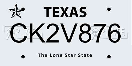 CK2V876 Texas License Plate