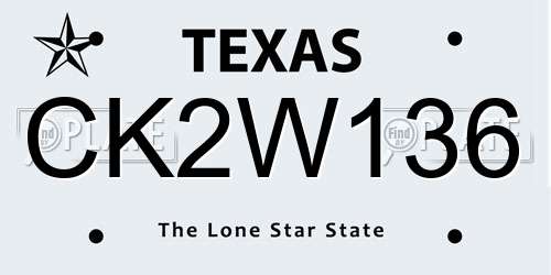 CK2W136 Texas License Plate