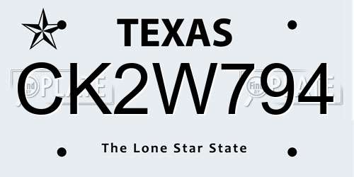 CK2W794 Texas License Plate