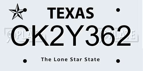 CK2Y362 Texas License Plate