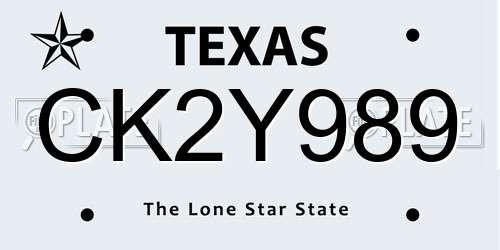 CK2Y989 Texas License Plate