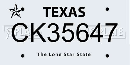 CK35647 Texas License Plate