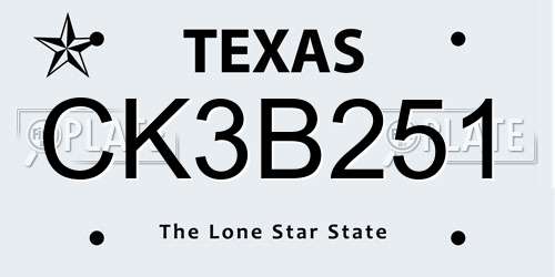 CK3B251 Texas License Plate