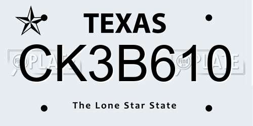 CK3B610 Texas License Plate