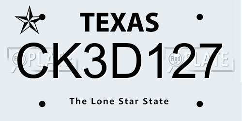 CK3D127 Texas License Plate
