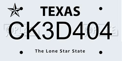 CK3D404 Texas License Plate
