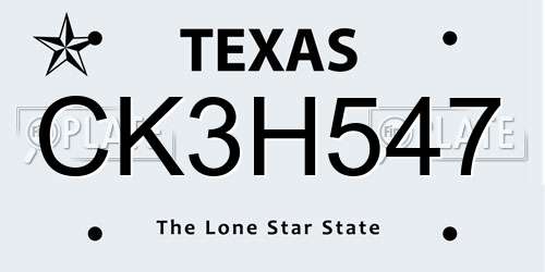 CK3H547 Texas License Plate
