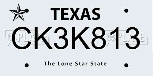 CK3K813 Texas License Plate