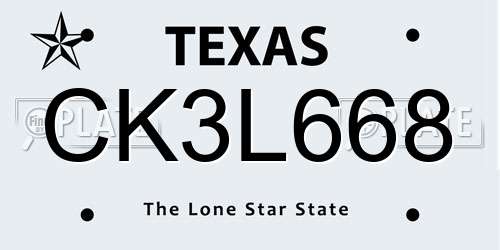 CK3L668 Texas License Plate