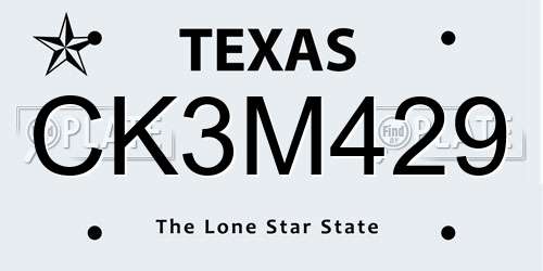 CK3M429 Texas License Plate