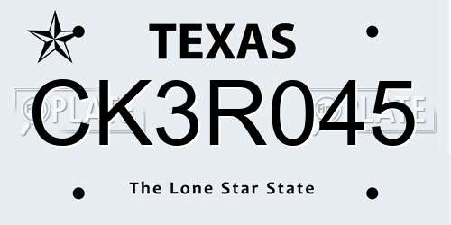 CK3R045 Texas License Plate