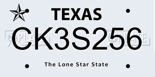 CK3S256 Texas License Plate
