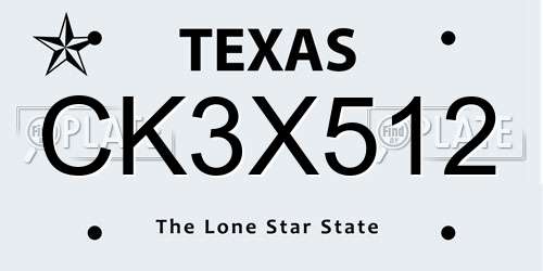 CK3X512 Texas License Plate