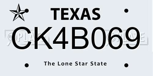 CK4B069 Texas License Plate